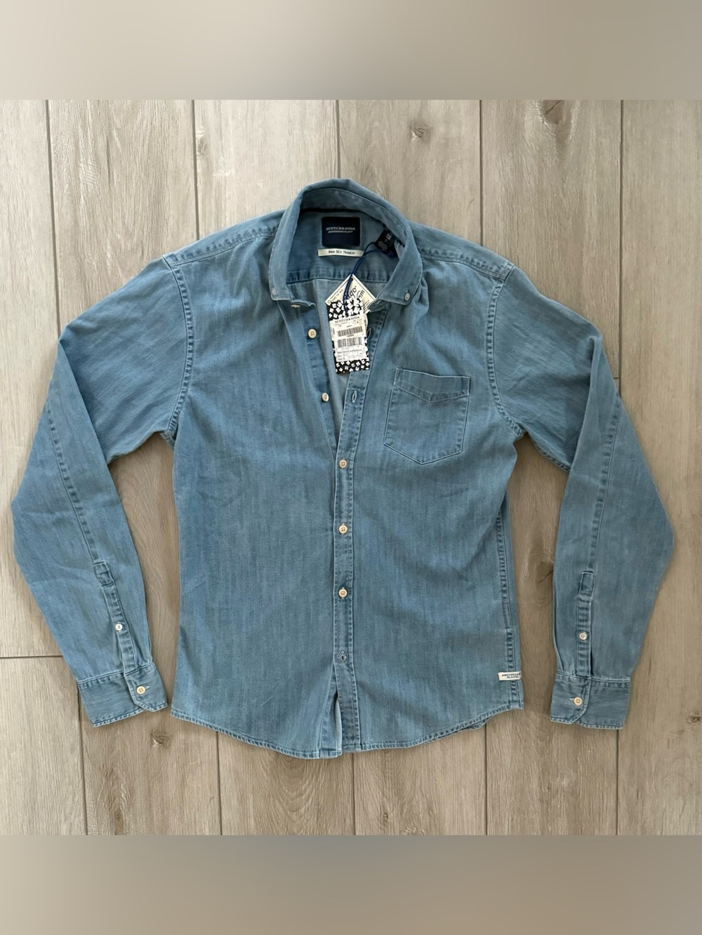 Scotch & Soda Light Blue Denim Button-Down Shirt Size S BNWT